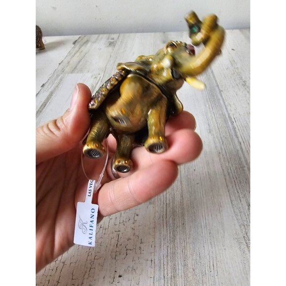 Kalifano jeweled elephant trinket box‎ keepsake jewelry rhinestone new - Picture 8 of 10